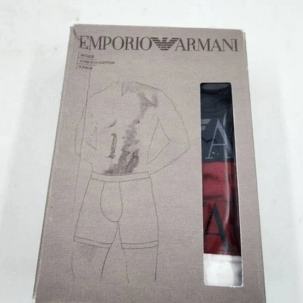 Emporio Armani Stretch Cotton Boxer Briefs Men's M Multicolor - Pack of 3